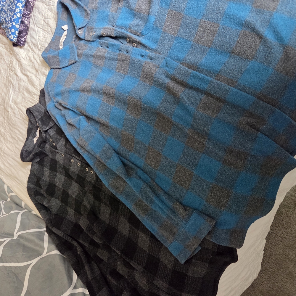 Blue and Gray Plaid Shirt